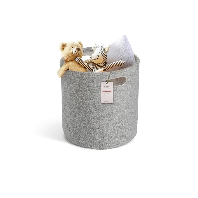 PUTSKA Basket – Round Storage for Toys, Stuffed Animals – Soft Baby Girl Basket by Putska