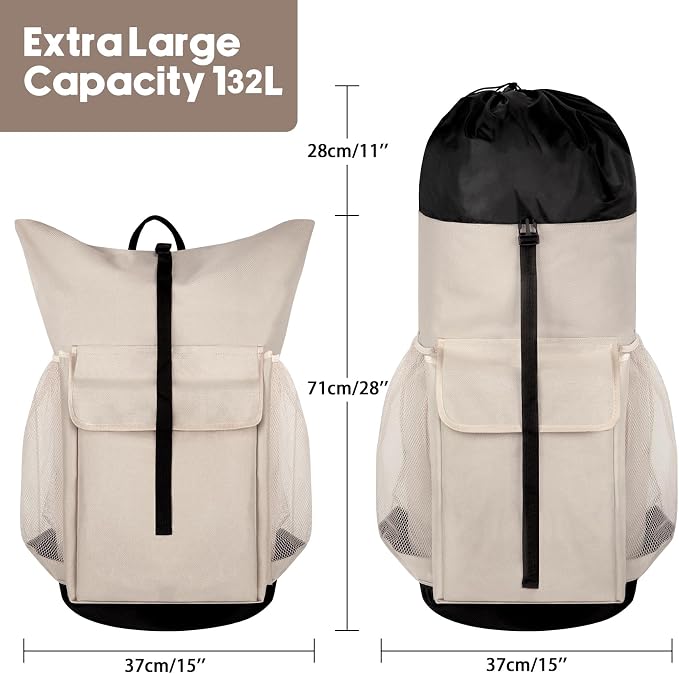 Laundry Backpack Bag, 132L Extra Large Heavy Duty Laundry Backpack - Image 2