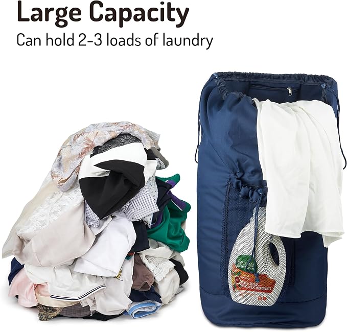 Laundry Bag Backpack with Detergent Holder and Adjustable Shoulder Straps - Image 6