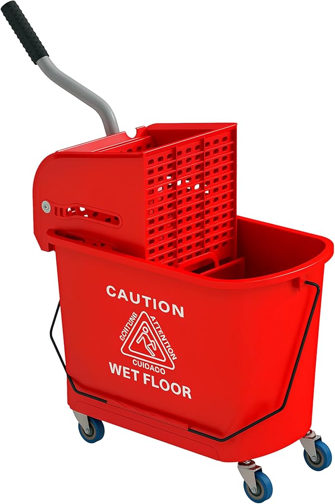 HOMCOM Compact Mop Bucket with Wringer on Wheels by HOMCOM