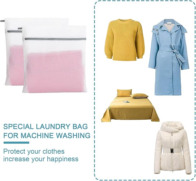 Polecasa 2Pcs 24 x 24 Inches Extra Durable 125g Diamond Mesh Laundry Bags - Image 5