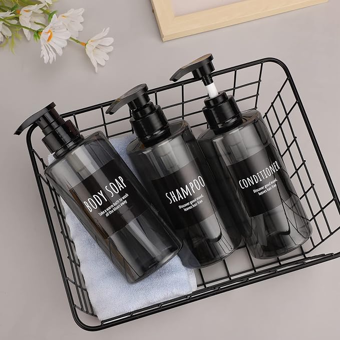 Refillable Shampoo Bottles, Segbeauty 16.9oz Shampoo Dispenser, Labeled Grey - Image 7