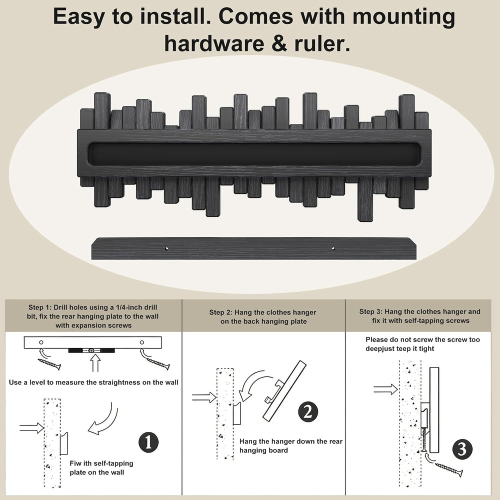 Coat Rack Wall Mount Piano Flip Down Wall Hook Rack 5 Hooks Oak