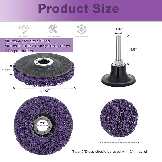 21 Pack Paint Strip Discs for Angle Grinder, 4-1/2'' x 7/8'' & 2" Rust Remover - Image 3