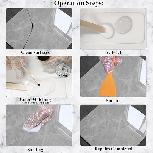 Tub, Tile and Shower Repair Kit, Hupeyna Porcelain Repair Kit, Bathtub Repair - Image 7