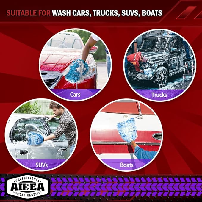 AIDEA Car Wash Mitt Microfiber, 1PK Scratch Free Lint-Free, Premium Chenille - Image 7