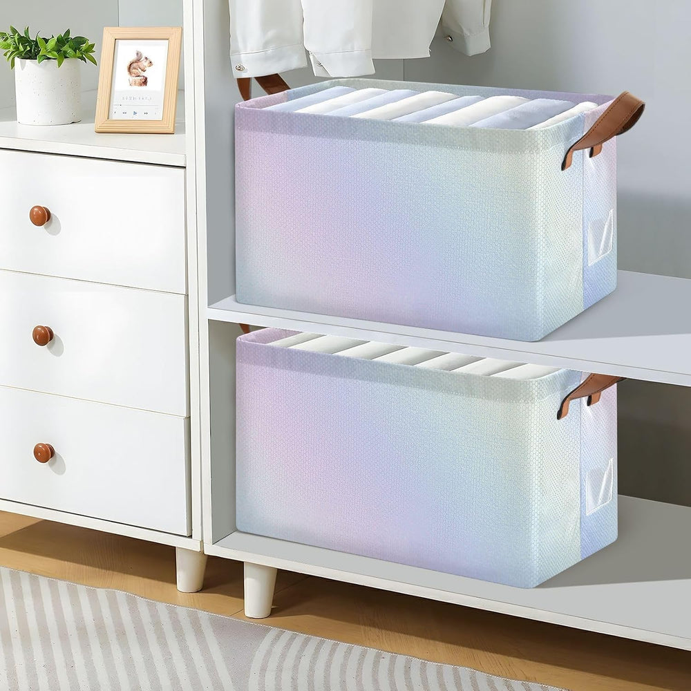 CEBUGI Iridescent Gradient 2 Pack Large Waterproof Collapsible Storage Bin Fo...