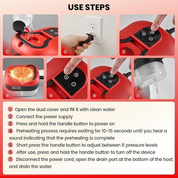 Saker Steam Cleaner for Home, 6-Level Adjustable Steamer for Cleaning, Portable - Image 6