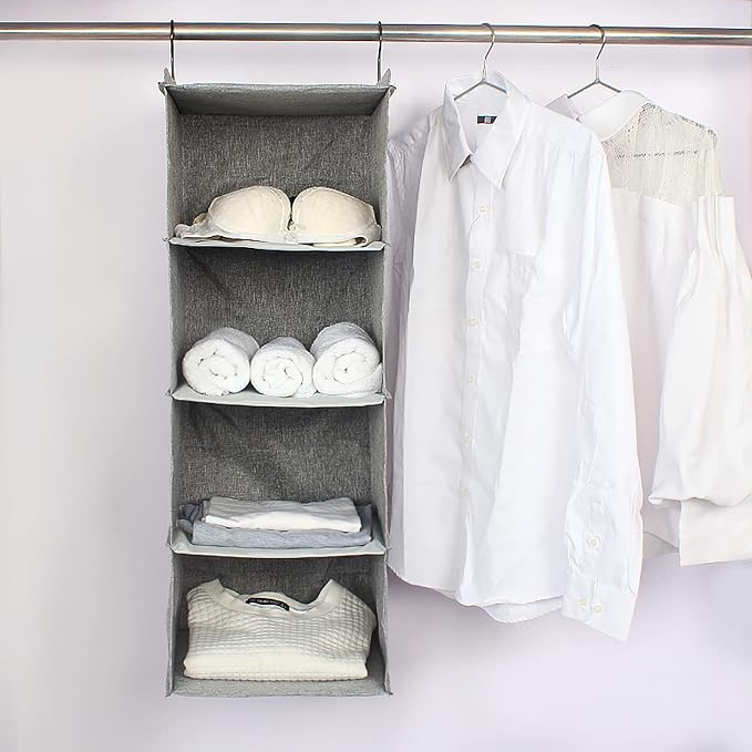 Hanging Closet Organizer, Easy Mount Collapsible 4-Shelf Camper Closet Wardrobe - Image 7