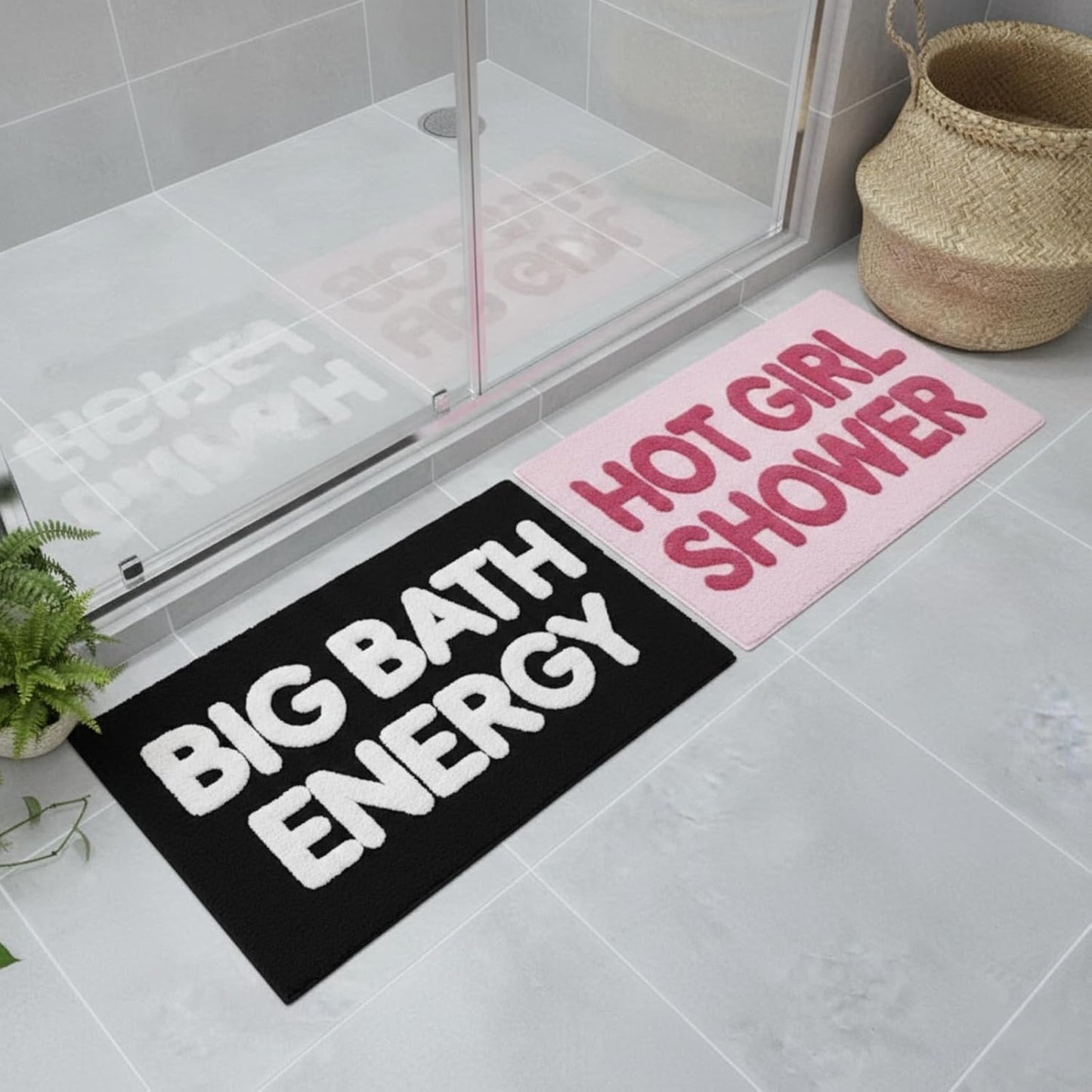 Hot Girl Shower Bath Mat - Cute Pink Tufted Bathroom Rug, Soft Absorbent Flocked Microfiber Floor Mat, Non-Slip Washable Aesthetic Decor for Bathroom, Bedroom, Dorm - 24"x16"