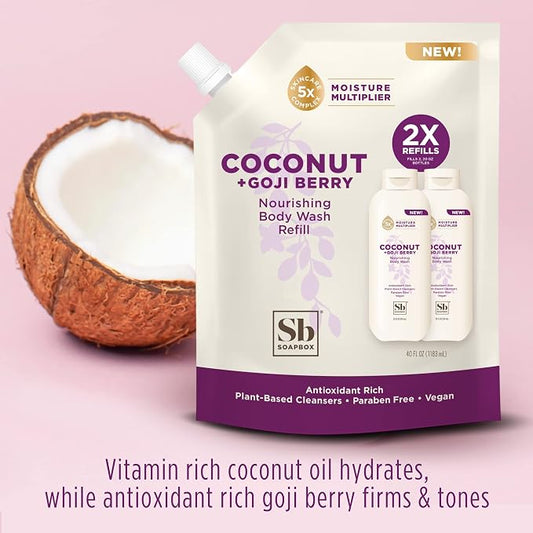 Soapbox Body Wash Refill, Coconut + Goji Berry Body Wash Refill Pack, Bulk Soap - Image 2
