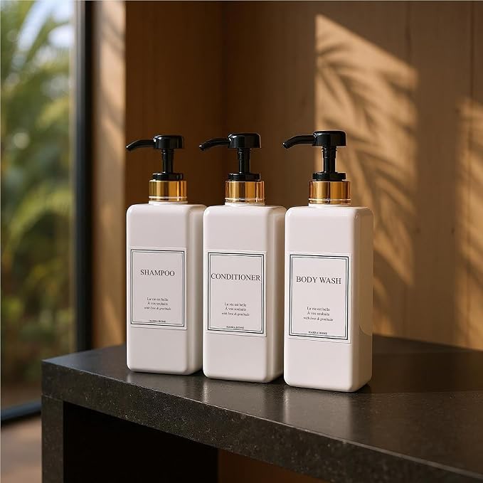 Modern Gold Design Large 27 oz Shampoo and Conditioner Dispensers - Image 7