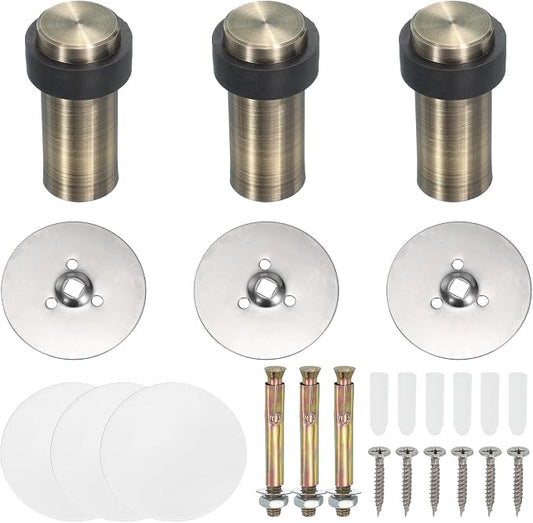 PATIKIL 3Set Round Door Stoppers, 80mm Stainless Steel Door Stop Doorstop Wedge by PATIKIL