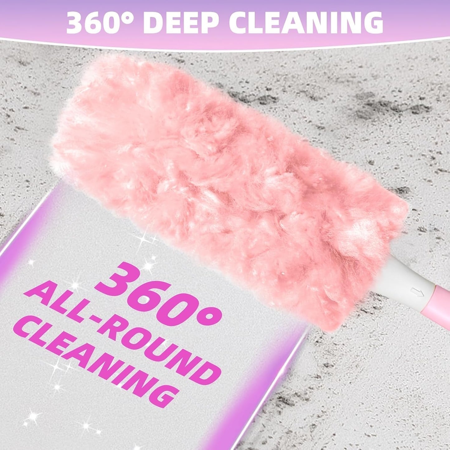 Pink 10 Piece Electrostatic Duster Refill Set with 1 Handle Furniture Keyboard Cleaning