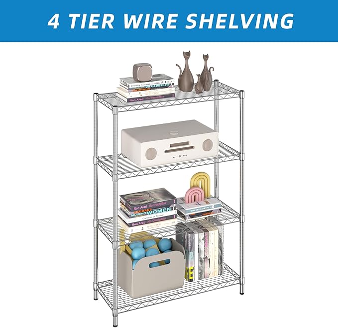 4-Shelf Adjustable Metal Shelf Wire Shelving Unit Storage Rack Display Shelf - Image 5