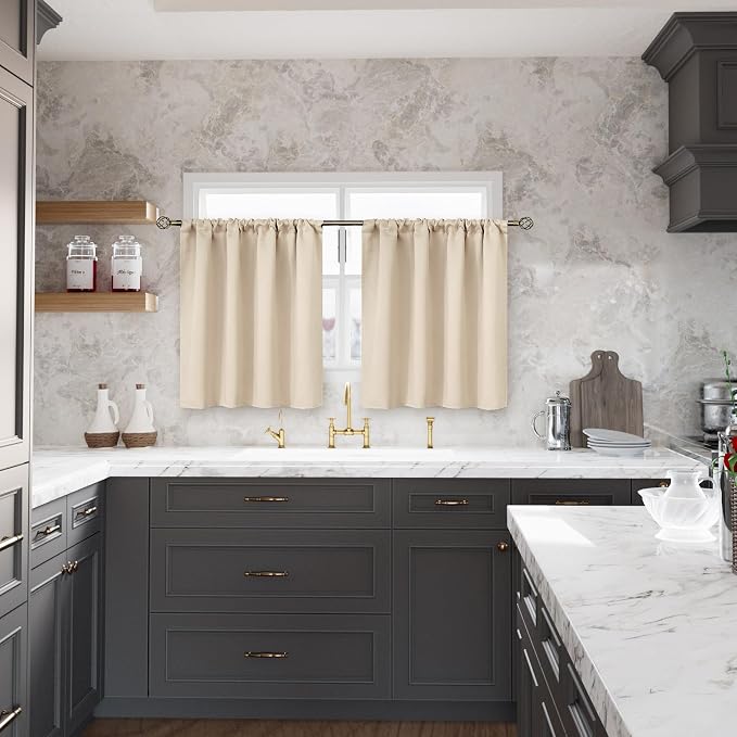 BGment Champagne Blackout Curtains 36 Inches Length - Image 2