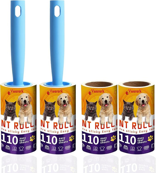 Lint Rollers for Pet Hair Extra Sticky, 440 Sheets/4 Lint Roller Refills by VweRerk