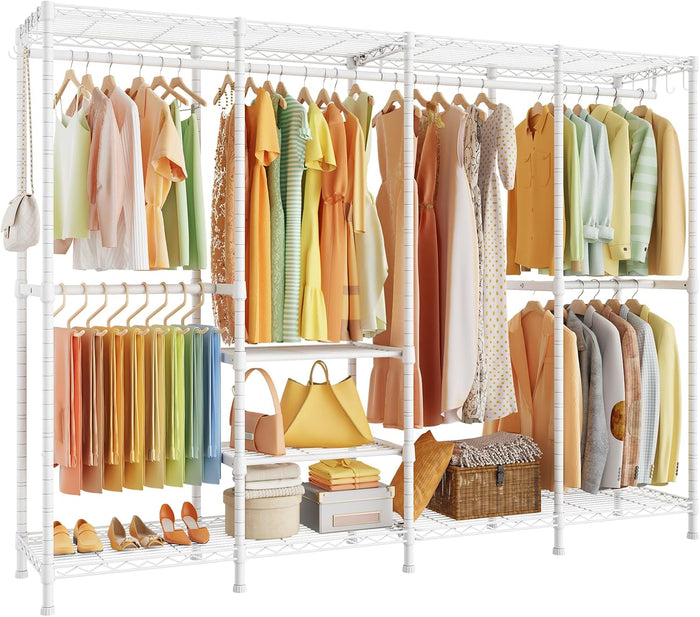 ULIFHOME H41 Clothes Rack, Large Clothing Racks for Hanging Clothes, White