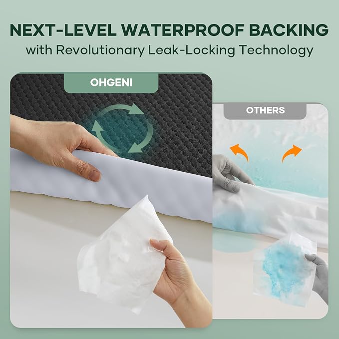 OhGeni 100% Waterproof Mattress Protector, King-Gray Size Mattress Pad - Image 2