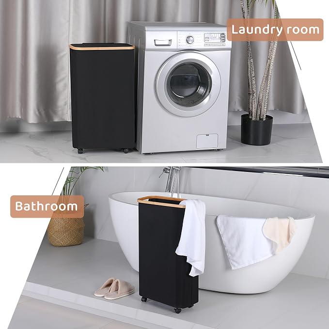 Slim Laundry Hamper with Wheels, Narrow Hampers - Image 7