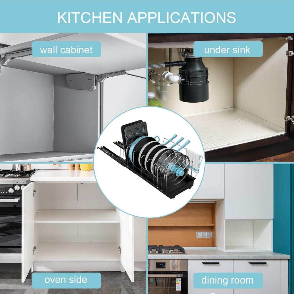 Golener Pots and Pans Organizer Under Cabinet, 22" Deep Expandable, 2 Pack