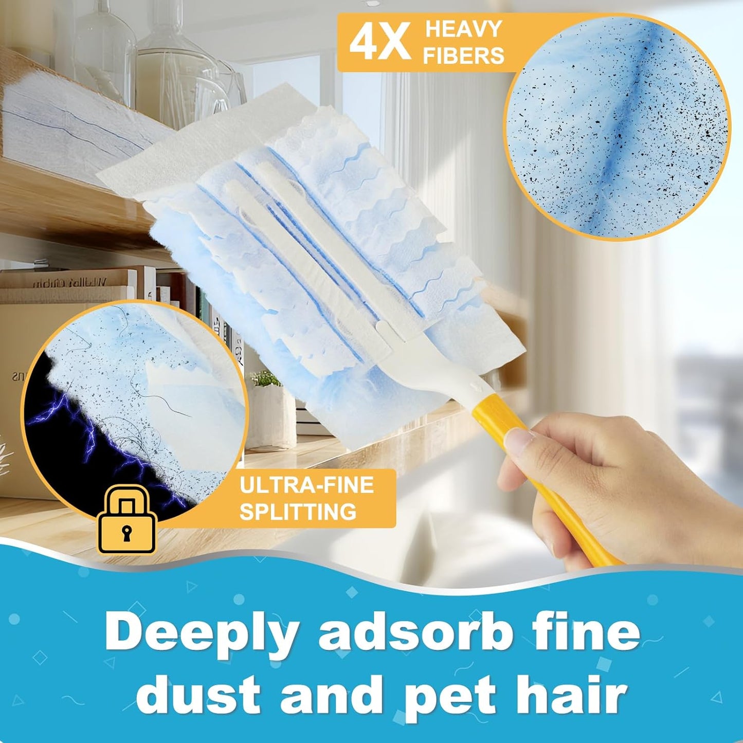 Duster Refills for Swiffer Dusters，Strong Static Dust Removal，Duster Refill Replacement Head for Electronics, Furniture, Blinds（18 PCS+1Handle）