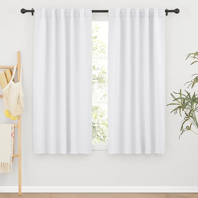 RYB HOME White Short Curtains, Room Darkening Drapes Thermal Insulated Small by RYBHOME