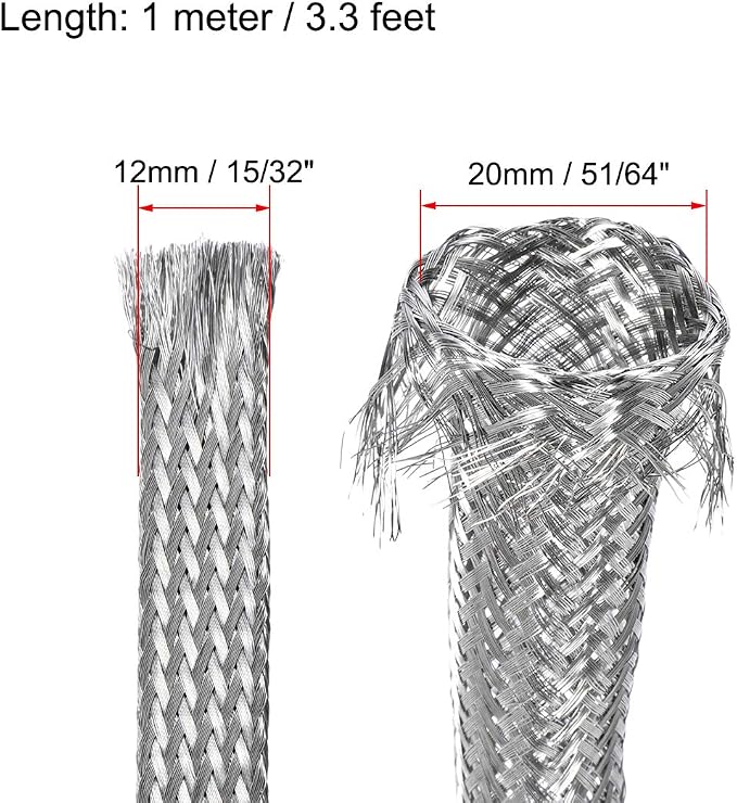 uxcell 3.3Ft - 15/32 Inch 304 Stainless Steel Sleeving Expandable Hose Cover - Image 2