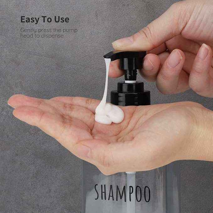 Segbeauty Clear Square Shampoo Bottles, 500ml Empty Reusable Bathroom Shower - Image 4