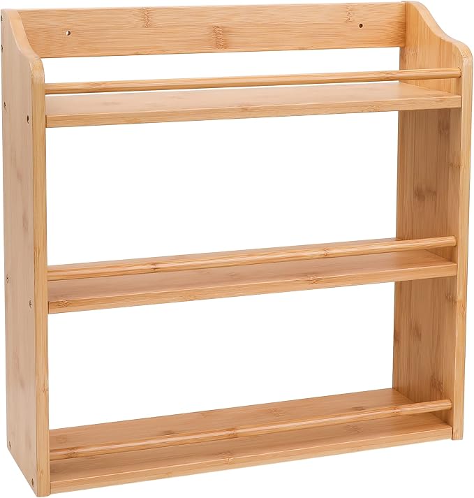 3 Tier Bamboo Spice Rack, Seasoning Jars Rack Shelf Spice Organizer - Image 9