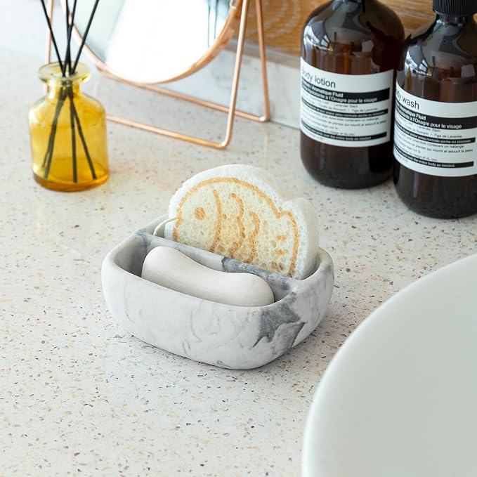 MyGift Modern White Resin Sponge Holder - Image 2