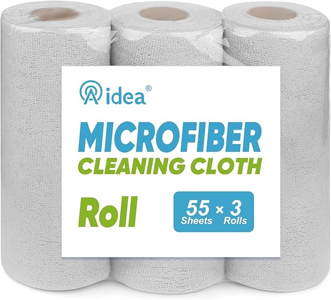 AIDEA Microfiber Cleaning Cloth 165 Sheets 3 Roll, Shop Towels, Shop Rags by AIDEAHOME