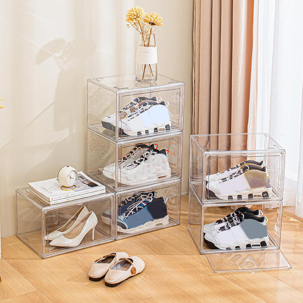 12 Pack Shoe Boxes,Acrylic Shoe Display Box,Stackable clear shoe box,Clear Pl...