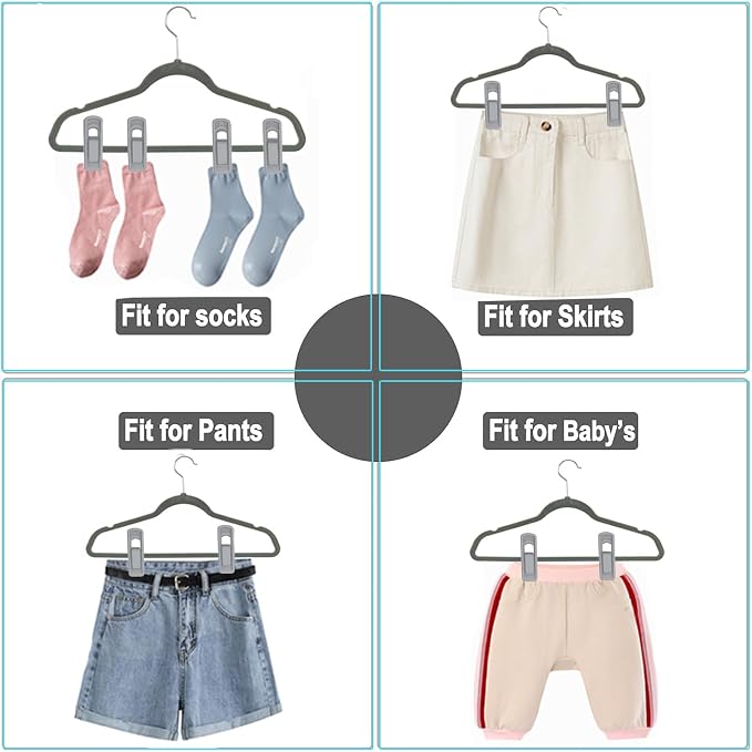 Hanger Clips Perfect for Velvet Hangers, Strong Plastic Clips Pant Skirt Hanger - Image 5