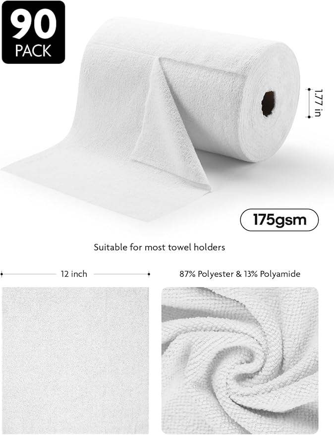 Fantasticlean Microfiber Cleaning Cloth Roll -90 Pack, Tear Away Microfiber - Image 5