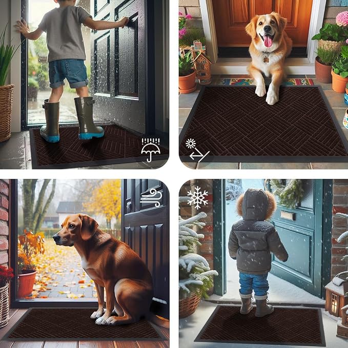 Smiry Front Door Mat Outside Entrance, Heavy Duty Outdoor Indoor Natural Rubber - Image 7