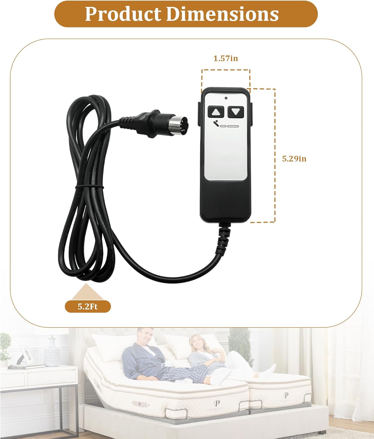 ‌5-Pin Adjustable Beds Wired Remote Control Fits for Matt,Firm 50 Series, Leggett & Platt Bas-X CF, and Richmat HJH5 Models‌