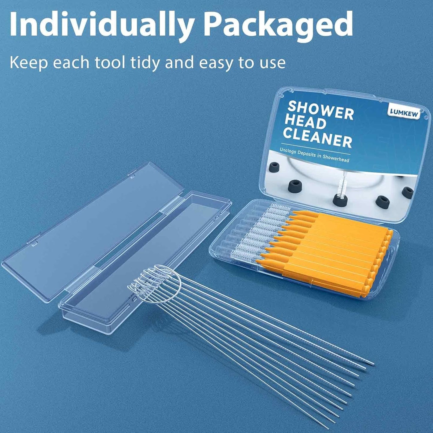 Lumkew Multiplesize Shower Head Cleaner Tool, Shower Head Cleaning Brushes Small Hole, Showerhead Cleaner Picks Unclogging Tiny Nozzle Little Gaps 3D Printer Opening, Orange