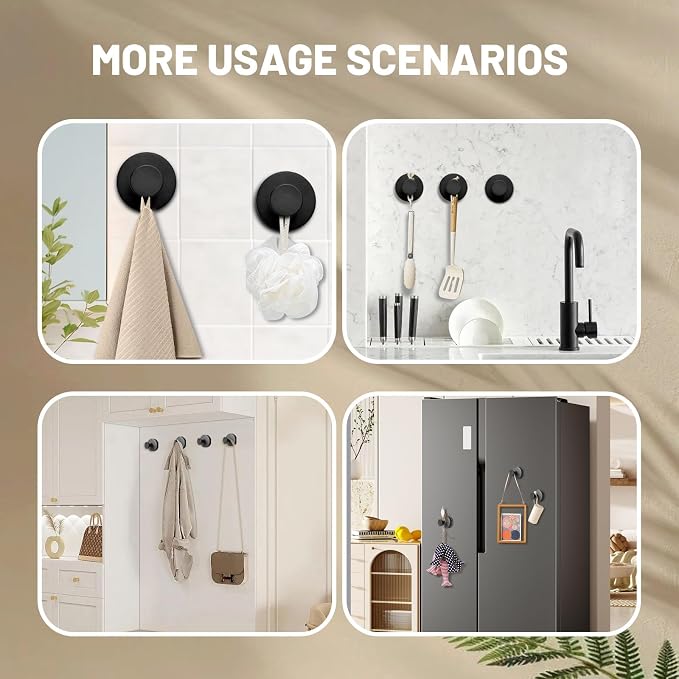 4 Pcs Suction Cup Hooks for Shower，Removable Hooks，Towel Hook，Suction Hook for - Image 5