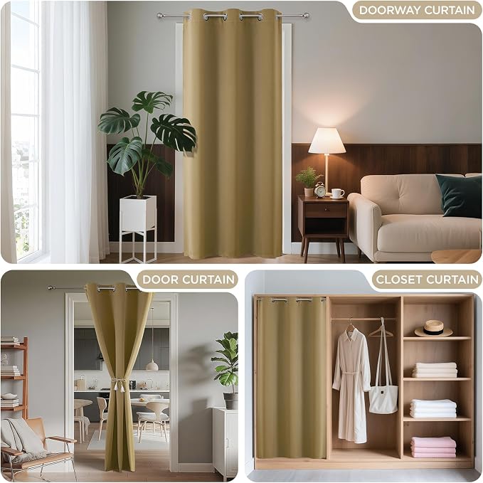 Joydeco Blackout Door Curtain for Doorway Privacy 78 Inches Long, Grommet - Image 4