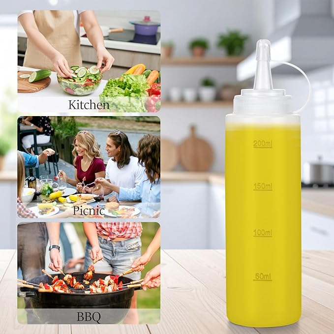 Condiment Squeeze Bottles Ketchup Dispenser, 6 Pack 8oz Squeeze Bottles - Image 6
