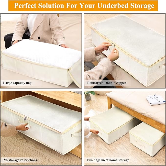 punemi Underbed Storage, 3 Pack Clothing Storage Bags W/Sturdy Handles - Image 9