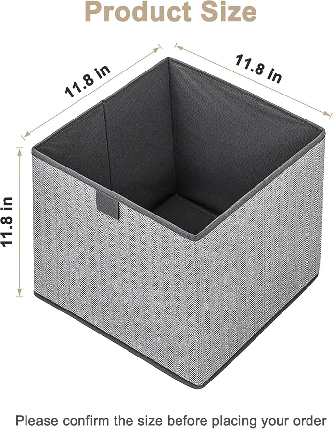 Storage Baskets, 11.8-Inch Woven Fabric Bins, Storage Cubes - Image 2