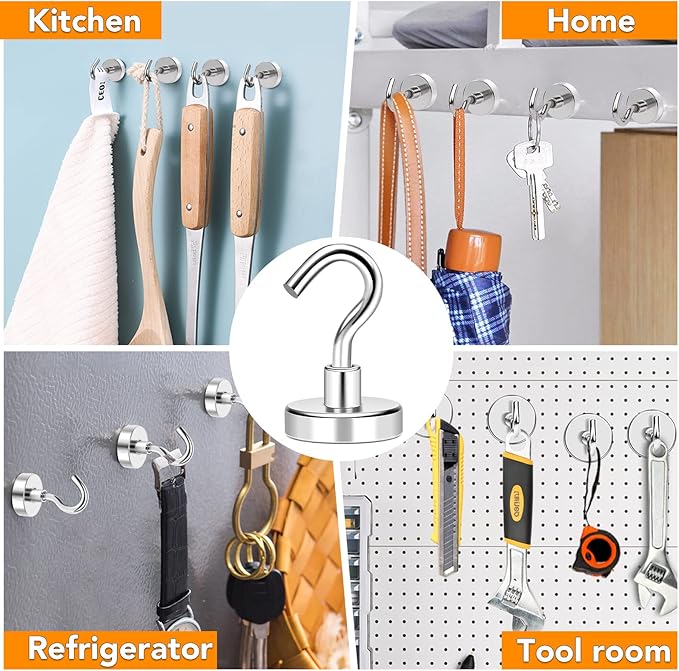 MIKEDE Magnetic Hooks, 80Lbs+ Heavy Duty Magnetic Hooks - Image 7