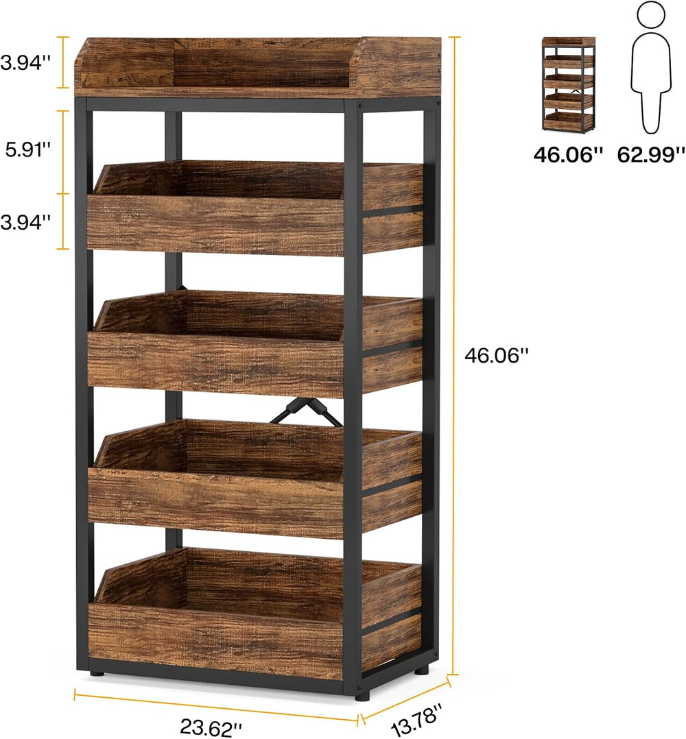 Tribesigns Wood Fruit and Vegetable Storage Rack, 5-Tier Pull-Out Snack Stand...