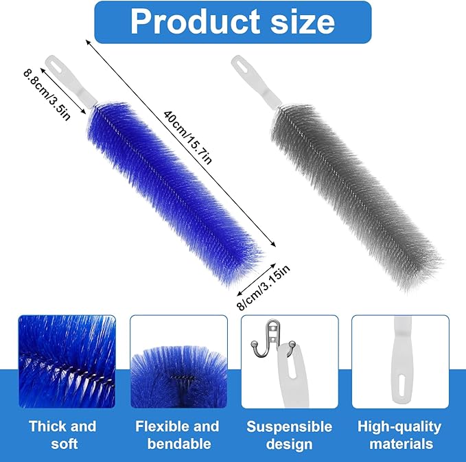 2 Pcs Cobweb Duster, Bendable Fan Cleaner Brushes Set Reusable, Plastic - Image 2