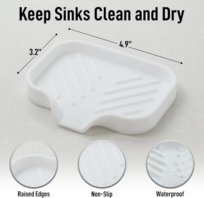 Zulay Kitchen Small Silicone Sponge Holder – Space-Saving Sink Organizer Tray - Image 4