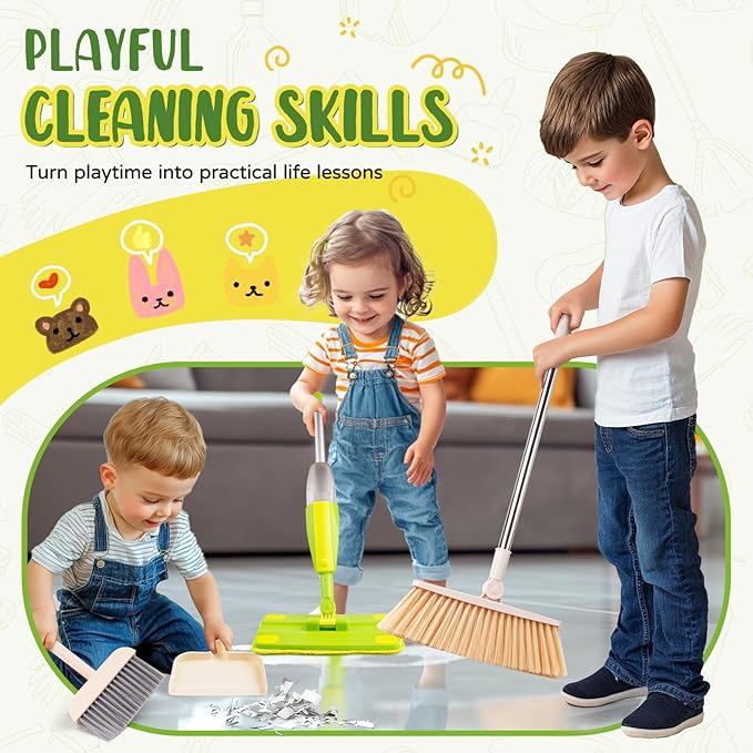 Kids Cleaning Toy Set, Mini Spray Mop Montessori Toys Pretend Play Cleaning Tool - Image 5