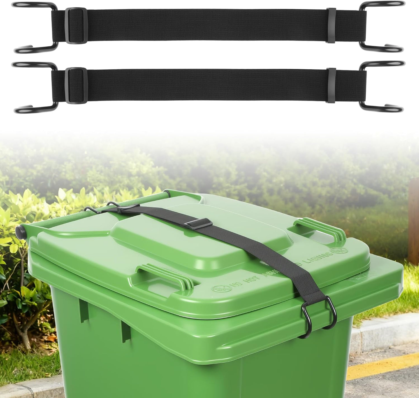 2PCS Trash Can Locks,Adjustable Animal-Proof & Windproof Garbage | Can Lid Lock, Universal Fit for 28-96 Gallon Outdoor Bins, Effectively Prevents Raccoons from Rummaging through Trash Cans
