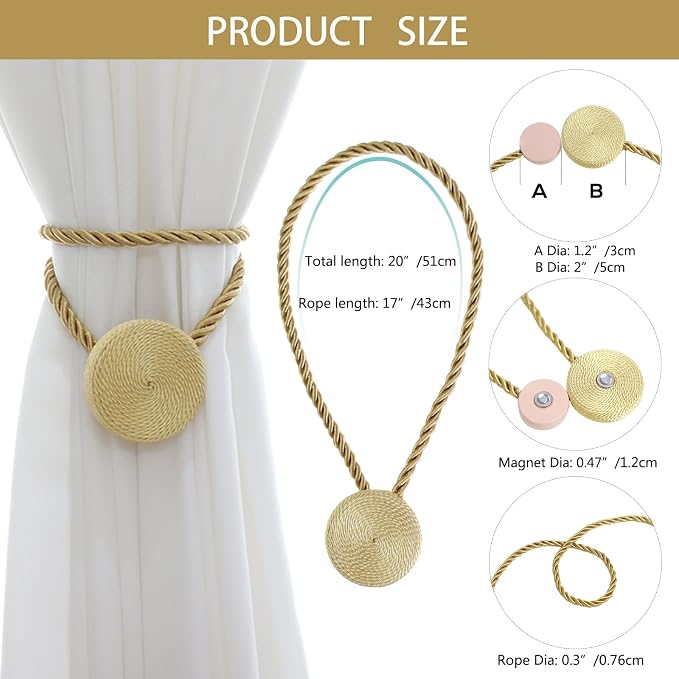 Magnetic Curtain Tiebacks - 12mm Magnetic Tie Backs - Image 2
